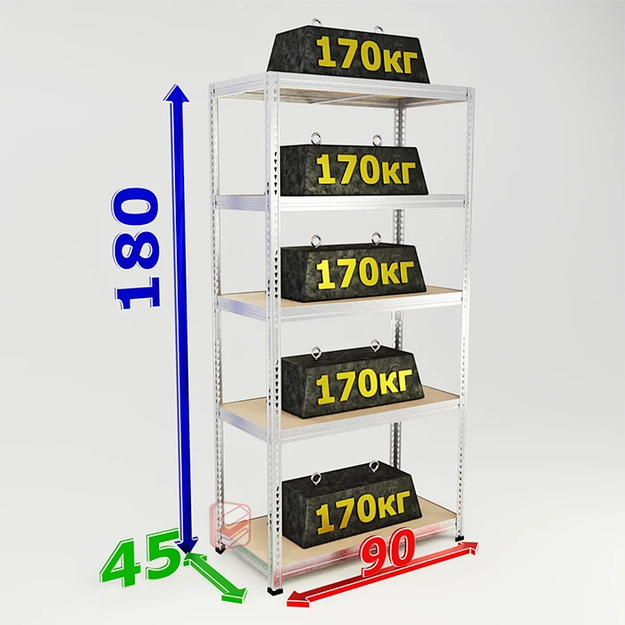 Стеллаж в гараж металлический с оцинковкой SBL 180х90х45 5 полок фото СтеллажМастер Стеллаж в гараж металлический с оцинковкой SBL 180х90х45 5 полок фото СтеллажМастер