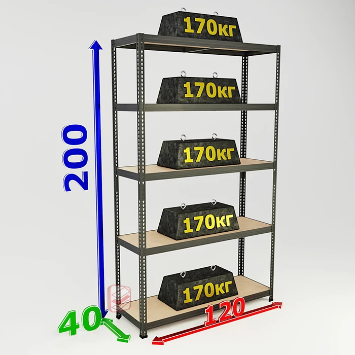 Cтеллаж лофт с 5 полками SBL 200х120х40 металлический фото СтеллажМастер Cтеллаж лофт с 5 полками SBL 200х120х40 металлический фото СтеллажМастер