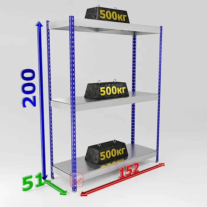 Стеллаж металлический на зацепах SB 200х152х51 3 оцинкованные полки фото Стеллаж Мастер Стеллаж металлический на зацепах SB 200х152х51 3 оцинкованные полки фото Стеллаж Мастер