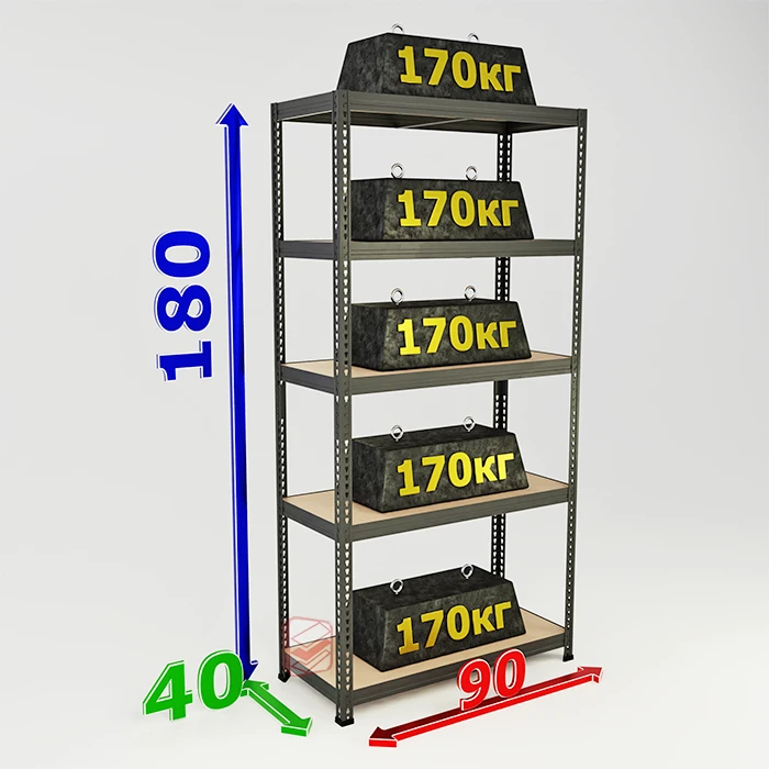 Стеллаж металлический на зацепах SBL 180х90х40 5 полок фото СтеллажМастер Стеллаж металлический на зацепах SBL 180х90х40 5 полок фото СтеллажМастер